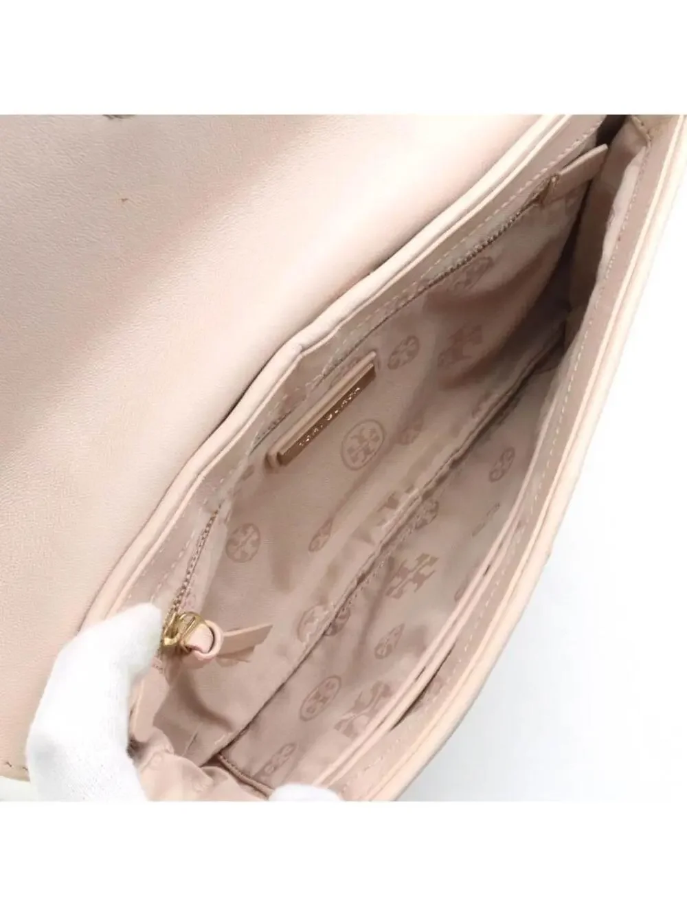 Auth Tory Burch Shoulder Bag Pink Beige #284501T14B